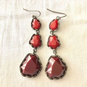 Vintage bohemian red stone dangle earrings